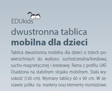 W zestawie: półka na markery oraz elementy montażowe. Uwaga: do samodzielnego montażu.