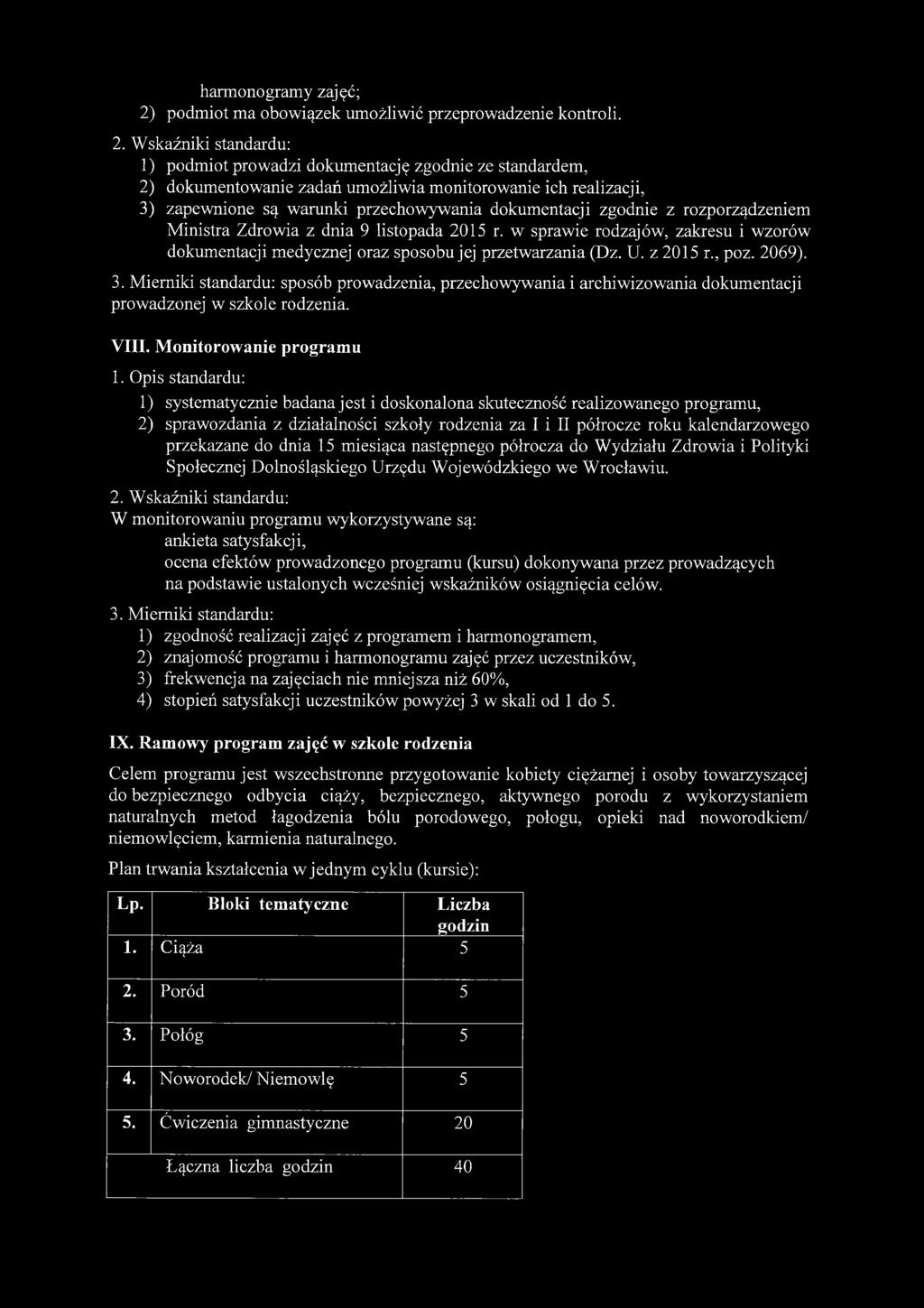 Wskaźniki standardu: 1) podmiot prowadzi dokumentację zgodnie ze standardem, 2) dokumentowanie zadań umożliwia monitorowanie ich realizacji, 3) zapewnione są warunki przechowywania dokumentacji