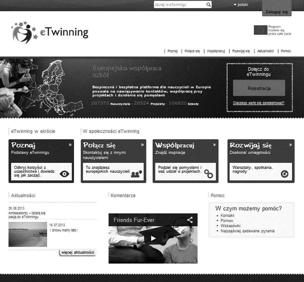 nowe technologie informacyjno-komunikacyjne (TIK) w edukacji dzieci 97 Rys. 5. Strona internetowa projektu etwinning Źródło: http://www.etwinning.pl.