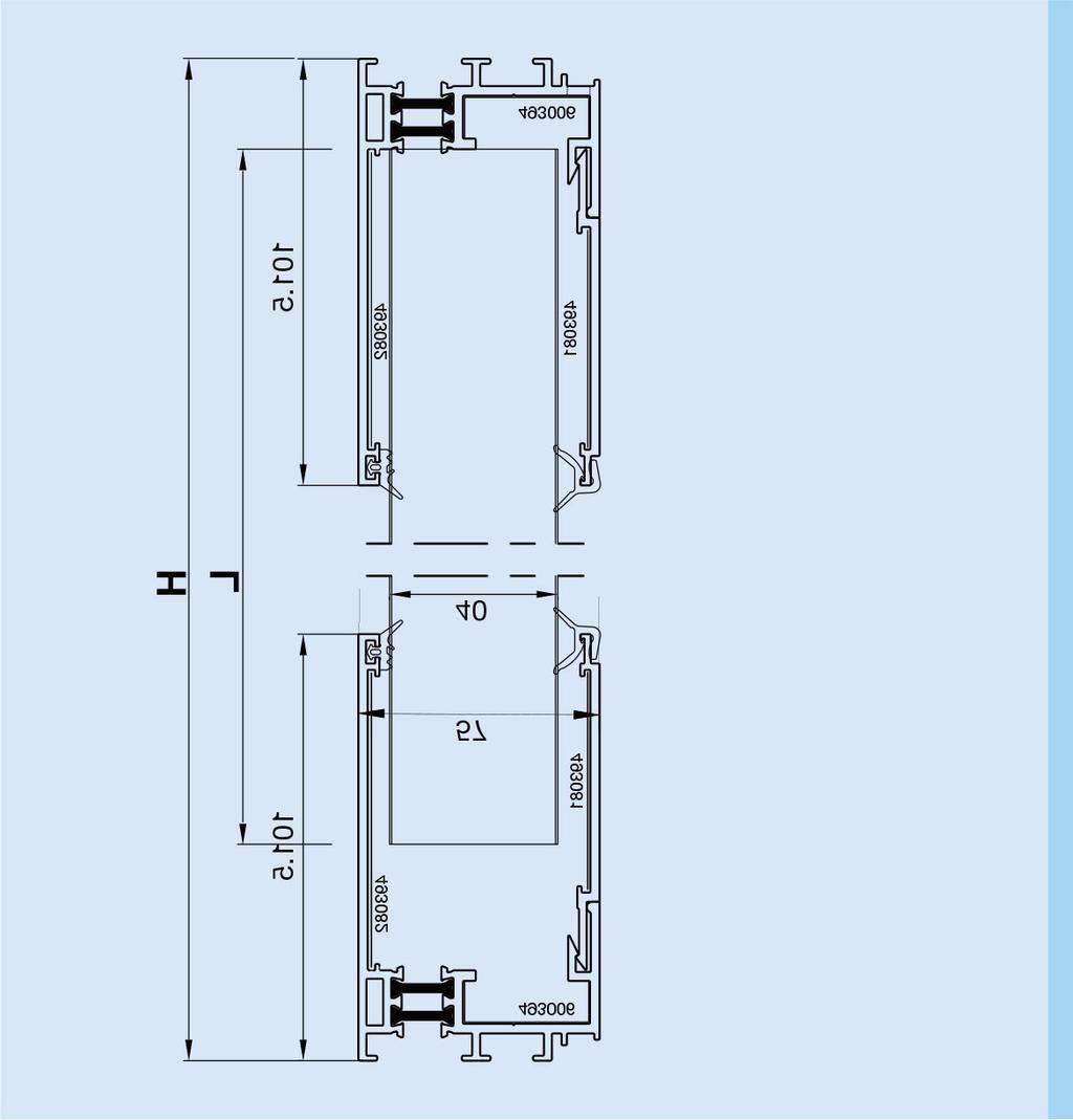 BUDOWNICTWO PODSTAWOWE AKCESORIA DO PANELI RODECA Seria 4540 System ramowy z przegrodą termiczną zalecany do panelu PC 40mm Fasada 90, długość panelu do 6m* * w warunkach temperatur panujących w