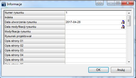 2.> Opis strony 01. 3.# Wprowadzić nazwę Zabudowa aparatury. 4.> Numer rysunku. Numer rysunku "0001" jest automatycznie sugerowany. 5.> OK. Zamknij okno. 4.3 Skala Dla schematów zasadniczych rysowanie odbywa się w skali 1:1, rysunki zabudowy aparatury są zwykle tworzone w skali 1:5 lub 1:10.