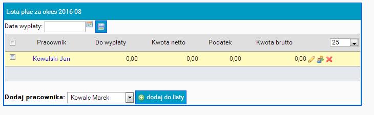 Program automatycznie po pierwszym wejściu w edycję płac danej osoby uzupełni je o dane właściwe dla jego umowy wpisze takie składniki płacowe jak na umowie.