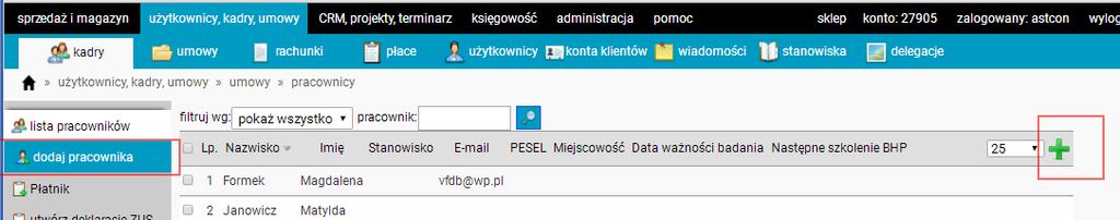 Program wymusza na nas uzupełnienie podstawowych danych oznaczonych czerwoną gwiazdką obowiązkowe jest tutaj