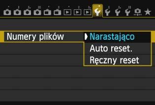 3 Sposoby numeracji plików Pliki obrazów będą numerowane od 0001 do 9999 w kolejności ich rejestrowania, a następnie zapisywane w folderze.