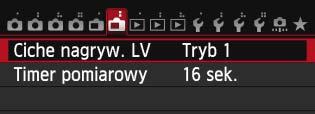 3 Ustawienia funkcji menu A2 N Ciche nagrywanie LVN Tryb 1 Aparat pracuje ciszej niż podczas normalnego fotografowania. Możliwe jest także fotografowanie serii zdjęć.