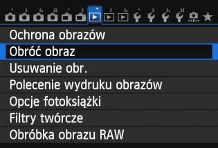 b Obracanie obrazu Istnieje możliwość obrócenia wyświetlonego obrazu do żądanej orientacji. 1 Wybierz opcję [Obróć obraz].