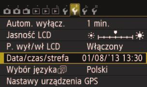 3 Ustawianie daty, godziny i strefy Po pierwszym włączeniu zasilania lub po wyzerowaniu daty, godziny i strefy zostanie wyświetlony ekran ustawień daty/czasu/strefy.