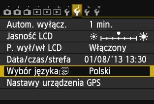 Na karcie [52] wybierz pozycję [Wybór językak].