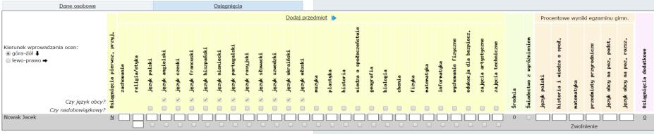 Wprowadzanie osiągnięć kandydata do pliku (csv), a następnie przekleić z pobranego pliku wymagane dane.