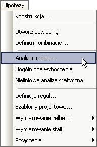 Wymienione wyżej rodzaje analiz dostępne są w menu Hipotezy. Dla każdego typu analizy automatycznie tworzony jest standardowy przypadek analizy.