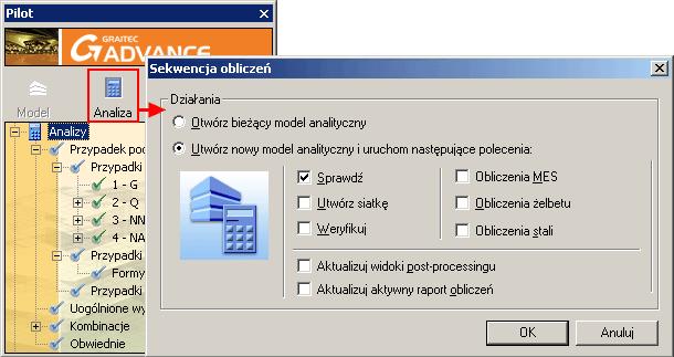 ANALIZA: SIATKOWANIE I OBLICZENIA Po sprawdzeniu spójności oraz poprawności wykonania modelu, program utworzy model analityczny.
