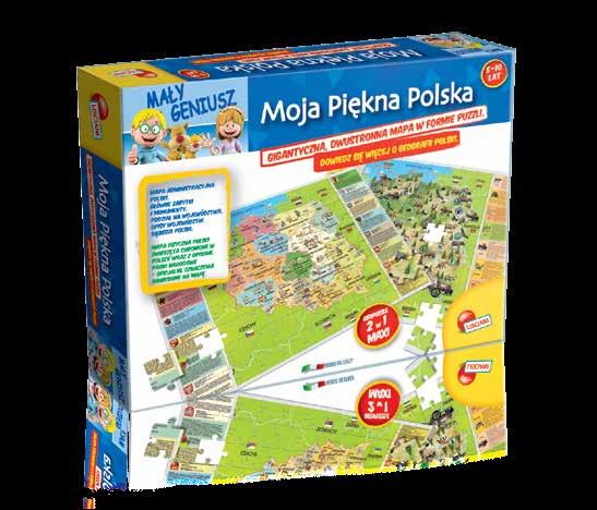 GRY EDUKACYJNE DLA DZIECI P42043 5-10 MAŁY GENIUSZ MOJA PIĘKNA POLSKA Duże, dwustronne puzzle, dzięki którym