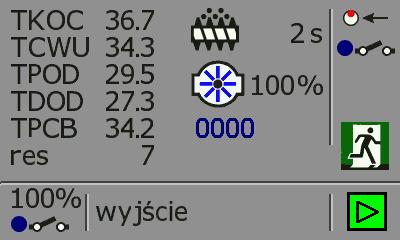 6.8. MEU PODGĄDU TEMPERATUR Menu to pozwala nam prześledzić odczyt temperatur na kotle i innych odbiornikach.