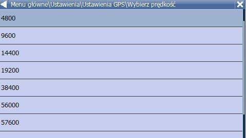 Wybierz prędkość 4800 Prawidłowość wykrycia odbiornika sygnału GPS potwierdza okno informacyjne. Zatwierdzamy klikając na OK.