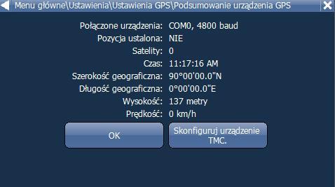 W niektórych przypadkach aby odbiornik GPS zadziałał trzeba wyjść za programu NAVIGATOR FREE i ponownie go uruchomić.