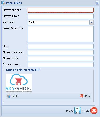 Gdzie ustawić logo do dokumentów PDF generowanych przez sklep? Panel administracyjny > Konfiguracja > Dane sklepu Zmiana wyglądu nagłówka dokumentów PDF generowanych przez sklep np.