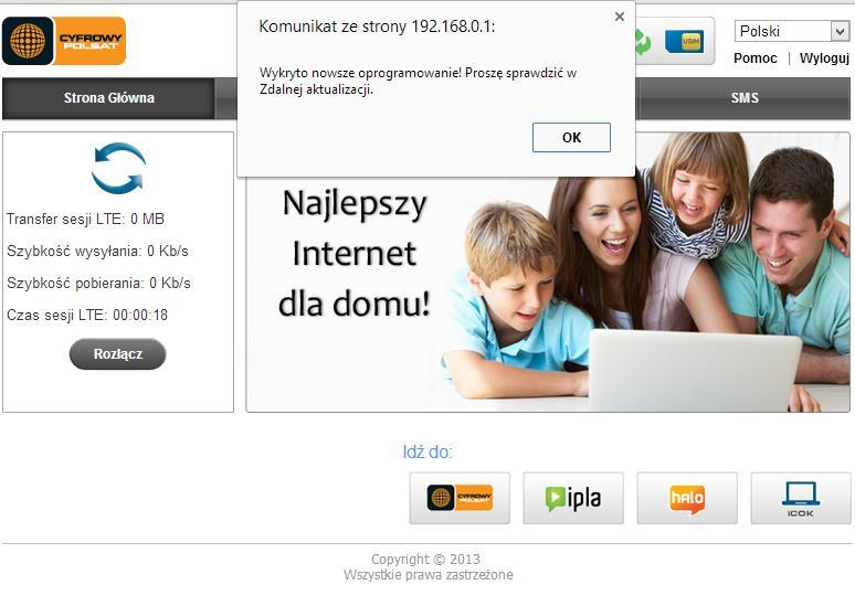 5. Automatyczna aktualizacja oprogramowania Po zalogowaniu do WebGui (adres 192.168.0.