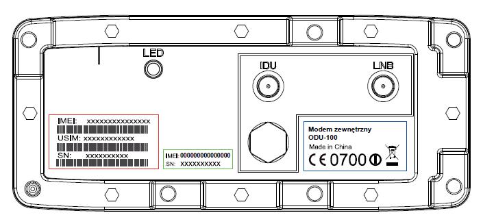 LED - dioda sygnalizacyjna LED: Niebieska bardzo dobry sygnał LTE (RSRP > -60dBm) Zielona dobry sygnał LTE (RSRP <-60dBm i >-85dBm) Fioletowa słaby sygnał LTE (RSRP <-85dBm) Pomarańczowa brak sygnału