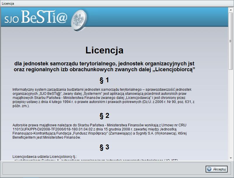 Rysunek 19. Ekran akceptacji Licencji 2.7.