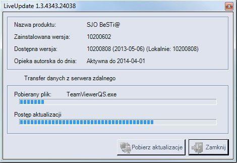 Okno LiveUpdate Po pobraniu aktualizacji może pojawić się komunikat o konieczności zamknięcia programu. Po kliknięciu na Tak aplikacja zostanie zamknięta.