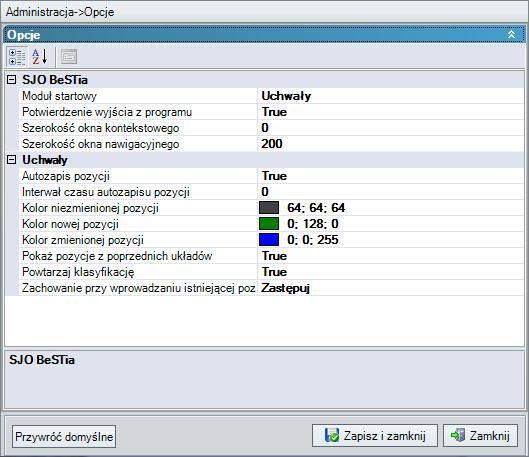 Opcje domyślne Parametry systemu to elementy mające wpływ na sposób funkcjonowania programu.