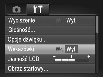 Dostosowywanie podstawowych funkcji aparatu Dostosowywanie dźwięków Dźwięki towarzyszące pracy aparatu można dostosować w sposób opisany poniżej.