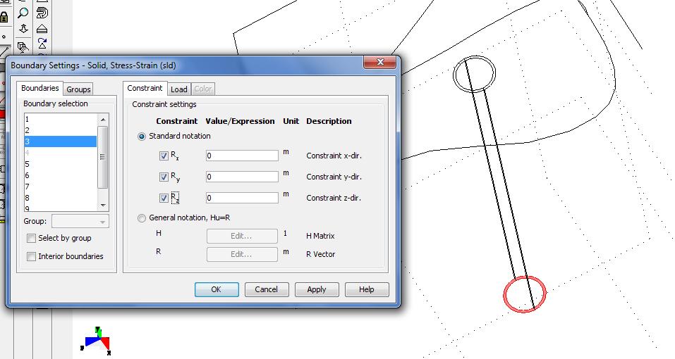 W zakładce Boundary Settings należało zadać miejsce