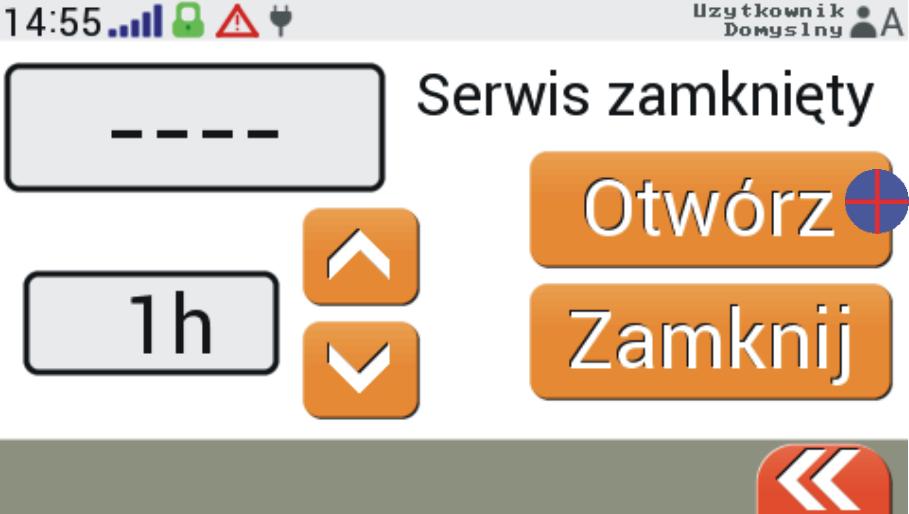 6.6. Dostęp serwisowy Opcja Serwis umożliwia użytkownikowi upoważnić do serwisowania systemu producenta, instalatora lub inną osobę. UWAGA!