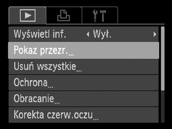 Wyświetlanie pokazów przezroczy Zdjęcia i filmy zapisane na karcie pamięci mogą być wyświetlane automatycznie. Wybierz opcję [Pokaz przezr.].