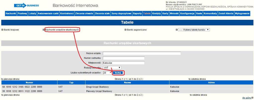 .1. Banki krajowe Opcja ta pozwala na sprawdzenie numerów rozliczeniowych oraz adresów placówek banków krajowych.