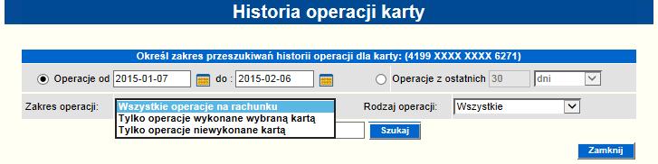 Aby wejść w historię kart należy wejść w zakładkę Karty a następnie szczegóły.