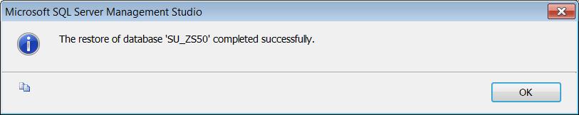 Jak utworzyć i odtworzyć kopię zapasową bazy danych za pomocą narzędzi serwera SQL? 8/8 Po pomyślnie zakończonej operacji odtworzenia bazy danych pojawi się komunikat, który zaakceptuj przyciskiem OK.