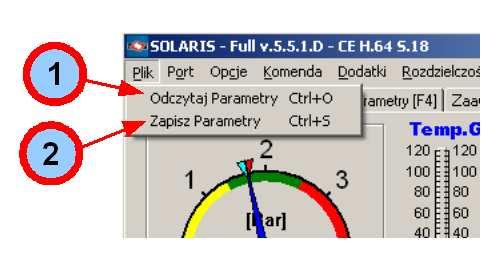 PLIK Rys. 12 PLIK PORT 1. Odczytaj Parametry odczyt zapisanych parametrów z pliku. 2.