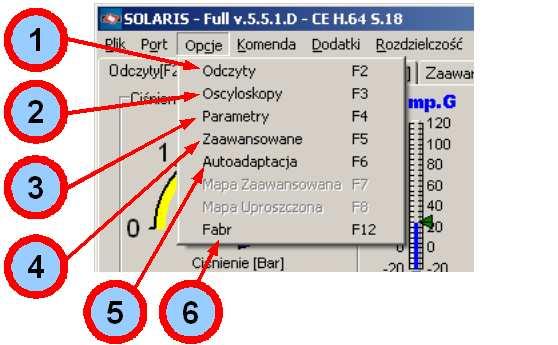 Rys. 14 OPCJE 1. Odczyty wyświetlenie zakładki odczytów w programie 2.