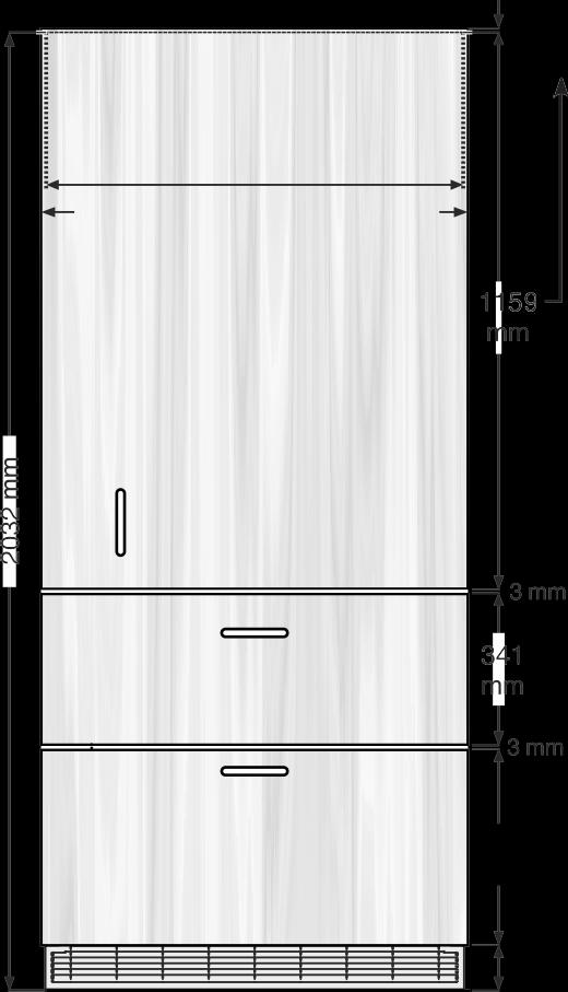 Wysokość wnęki Wysokość wnęki Chłodziarko-zamrażarki do zabudowy zintegrowanej Wymiary paneli model EC(B)N 6156 Wewnętrzny panel drzwi Zewnętrzny panel drzwi plus zakładka u