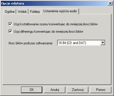 3.2.4 Wyjście audio W tej zakładce można określić ustawienia dla wyjścia audio. 1. W menu 'Opcje' wybierz polecenie 'Opcje edytora'. 2.