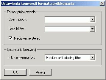 5.5 Konwersja pliku dźwiękowego W razie potrzeby istniejący plik dźwiękowy można poddać konwersji, aby polepszyć jego jakość do wymaganego poziomu.