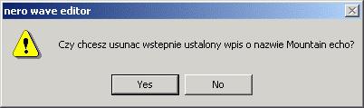 7.1.2 Wczytywanie ustawień efektu Tak samo łatwo wczytuje się ustawienia, zarówno własne jak i te dostarczane z programem Nero Wave Editor 2. 1.