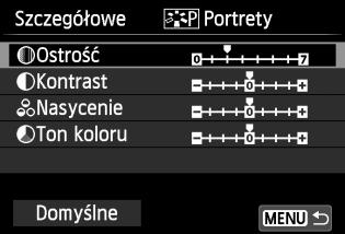 A Dostosowywanie charakterystyki obrazun Styl obrazów można dostosować przez modyfikację poszczególnych parametrów, takich jak [Ostrość] lub [Kontrast].