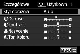 A Rejestrowanie preferowanej charakterystyki obrazun Aparat pozwala wybrać bazowy styl Picture Style, np.