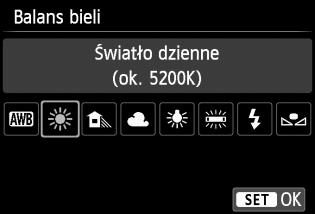 B: Dostosowanie do źródła światłan Funkcja pozwalająca zmodyfikować ton kolorów, aby białe obiekty były również białe na zdjęciu, jest określana jako balans bieli (WB).