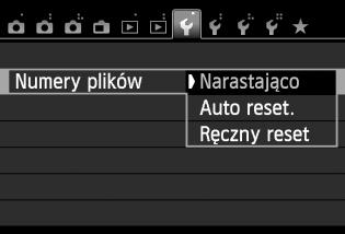 Przydatne funkcje 3 Sposoby numeracji plików Pliki obrazów będą numerowane od 0001 do 9999 w kolejności ich rejestrowania, a następnie zapisywane w folderze.