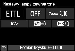 3 Ustawianie lampy błyskowejn [Nastawy lampy wbudow.] i [Nastawy lampy zewnętrznej] Można ustawić funkcje przedstawione w tabeli poniżej.