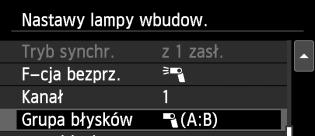 Informacje na temat ustawiania identyfikatora jednej jednostki A B podporządkowanej na A (Grupa A), a drugiej na B (Grupa B) można znaleźć w instrukcji obsługi lampy