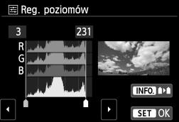 poziomów Wybór pozycji [Ręczna] pozwala zmienić rozkład histogramu oraz wyregulować jasność i kontrast obrazu.