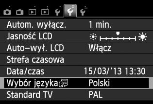 Na karcie [52] wybierz pozycję [Wybór językak].