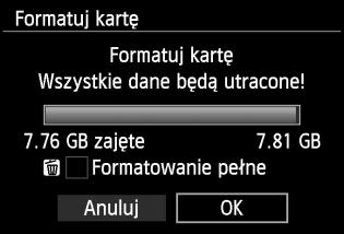 3 Formatowanie karty Jeśli karta jest nowa lub została sformatowana w innym aparacie lub w komputerze osobistym, zaleca się przeprowadzenie formatowania karty w omawianym aparacie.