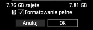 Zostaną usunięte nawet chronione obrazy, dlatego też należy upewnić się, że na karcie nie ma żadnych danych, które chcemy zachować.