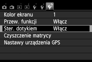 d Obsługa ekranu dotykowego 3 Ustawienia sterowania dotykiem 1 2 Wybierz pozycję [Ster. dotykiem]. Na karcie [53] wybierz pozycję [Ster. dotykiem], a następnie naciśnij przycisk <0>.