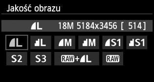 Zarejestrowane piksele (liczba pikseli) Orientacyjna liczba zdjęć 1 2 Wybierz pozycję [Jakość obrazu].